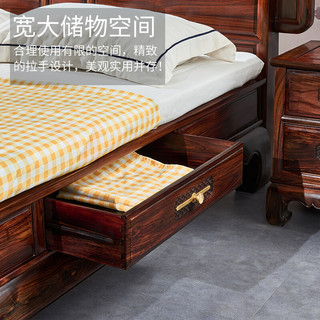 一善一品 红木家具 印尼黑酸枝（学名：阔叶黄檀）实木中式双人床中小户型卧室大床婚床 1.8米床+2床头柜