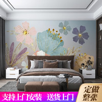 六纹鱼美式电视背景墙布客厅轻奢植物花朵壁布立体浮雕壁纸无缝装饰壁画 (无缝)加厚无纺布/每平方