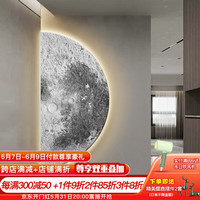好久不见 月球玄关装饰画led氛围灯画侘寂风过道走廊挂画高档砂岩肌理壁画 月球漫旅-C款 120*60 颗粒感砂岩(无灯)
