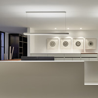 鹿家良品(LUUGAA)可升降一字餐厅吊灯现代极简约北欧风长条餐桌吧台灯具 升降一字餐吊黑色大号33w无极光