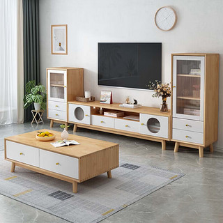 杜沃  电视柜实木 现代简约小户型客厅茶几组合柜1.8米电视柜 YF-6202