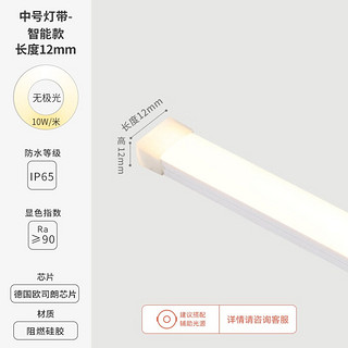 鹿家良品柔性硅胶灯带高显色防水客厅橱柜LED线条智能护眼无主灯 中号12*12-10w/m-无极光小爱