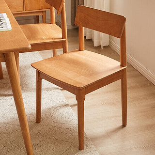 爱必居实木餐椅现代简约家用餐桌椅小户型餐厅木椅子 惊鸿椅樱桃木色