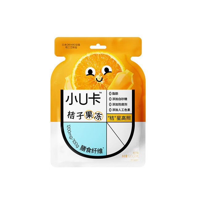 UNICALORIE U卡 蒟蒻果汁果冻 0脂轻卡桔子味120g/袋 儿童休闲零食节日礼物