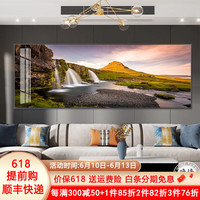 唤墙风景客厅装饰画现代简约2023新款沙发背景墙壁画横幅山水晶瓷挂画 山水风景F款 150x50cm(适合1.8米沙发)晶瓷
