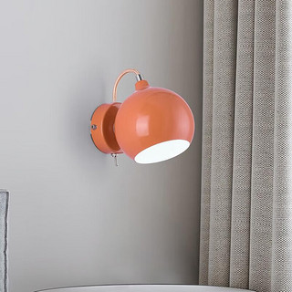 鹿家良品（LUUGAA）美式复古现代简约无频闪铁艺LED卧室过道磁吸软管壁灯具 橘色款12CM-三色光5W