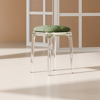 芝华仕（CHEERS）餐椅法式奶油家用可叠放亚克力水晶高脚凳 XJ027*4 琥珀浅橙