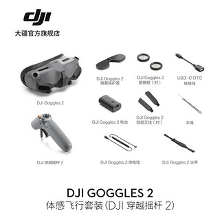 DJI 大疆 Goggles 2 体感飞行套装(穿越摇杆 2) 适配DJI Air 3/Mavic 3 系列/Mini 4 Pro/Avata