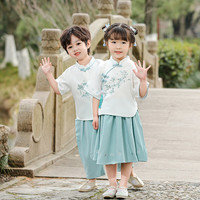 夏有鱼童装男女童汉服套装儿童园服小童改良唐装幼儿园端午儿童演出服装 8211男童套装 130(适合身高115-125厘米左右)