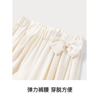 Classic Teddy精典泰迪女童裤子儿童七分裤中小童装夏季薄款休闲裤夏装新款上新 百搭蝴蝶结杏色 100