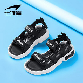 七波辉（7-PE）男童凉鞋2023年夏季新款软底舒适中大童儿童运动防滑沙滩鞋 850099黑白 31