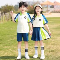 芯时代幼儿园园服夏款夏季小学生校服儿童班服套装夏装运动会统一三件套 女生套装 120码