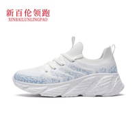 新百伦领跑 男鞋夏季透气网鞋男士鞋子男休闲鞋女2023新款情侣鞋子女运动鞋 105女-白/蓝 38