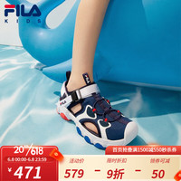 FILA斐乐童鞋2023夏季新款男女童包头防撞防滑磁力扣儿童凉鞋 军旗蓝/厚呢蓝-EP 38码/内长24.0cm