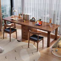 聚林鸟全实木书桌双人学习桌学生卧室初中生简约家用电脑桌长条桌办公桌 桌+柜 160*60*75cm