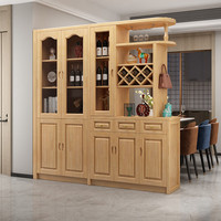 贵妃实木间厅柜客厅玄关柜门厅柜装饰隔断酒柜中式双面屏风现代储物柜 实木间厅柜2.2米 原木色