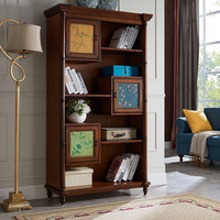 盛世锦木美式书柜 实木酒柜 博古柜 装饰柜子 高柜 立柜 边柜 多格展示柜 彩绘棕色