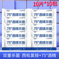 迪奥尼 湿巾75°酒精杀菌免洗湿纸巾10片x10包（共100片）