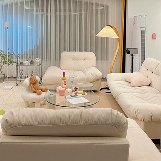 良工（lg）云朵布艺沙发科技布沙发客厅简约小户型侘寂风家具 大四人位（2.8米分体）