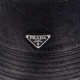 PRADA/普拉达男士丹宁水洗牛仔渔夫帽帽子 黑色 M