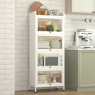 豫鑫辉（XH）厨房置物架落地置物柜碗柜微波炉烤箱带门收纳架80长五层置物柜