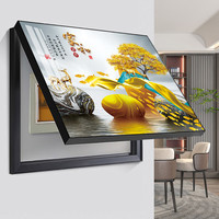 添富贵电表箱装饰画配电箱遮挡壁画现代简约客厅开关盒电闸箱挂画免打孔 家和富贵A款 70*50cm水晶画面+掀盖