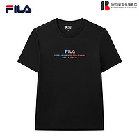 斐乐（FILA）男短袖运动T恤2023春夏季新款复古休闲圆领打底套头上衣 黑色- BK 165/88A/S