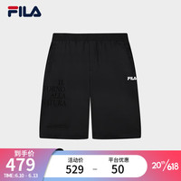 斐乐(FILA)官方男子针织五分裤2023夏新款简约时尚休闲通勤男短裤 正黑色-BK 175/84A/L