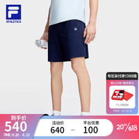 斐乐(FILA)官方男子针织五分裤2023秋季新款简约运动健身凉感短裤 RD宝蓝-NV 190/96A/XXXL