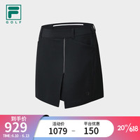斐乐(FILA)官方女子半身裙2023夏季新款高尔夫球运动开衩设计裙裤 深黑-BK 155/58A/XS