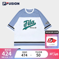 斐乐(FILA) FUSION潮牌男子短袖T恤2023夏季新款宽松棒球运动上衣 标准白-WT 175/96A/L