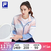 FILA 斐乐 官方女子梭织外套夏季宽松立领网球运动长袖上衣 满印一-ZA 175/92A/XL