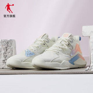 乔丹QIAODAN板鞋2023春季小白鞋潮流休闲鞋运动鞋网面滑板鞋女鞋 象牙色冰川蓝 35.5