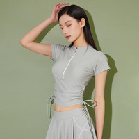 贞喜气泳衣女保守泡温泉分体裙式平角修身显瘦遮肚学生水上乐园游泳装 抽绳两件套 浅豆绿色 L码
