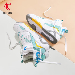 乔丹QIAODAN男子板鞋运动鞋高帮板鞋 乔丹白天青色 45