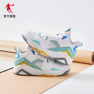 乔丹QIAODAN男子板鞋运动鞋高帮板鞋 乔丹白天青色 45