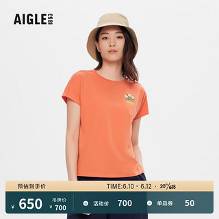 AIGLE艾高2023年夏季新品AAS23WTSH016女士DFT速干吸湿排汗T恤 鲑鱼粉 AH775 M(165/88A)