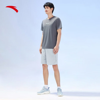安踏（ANTA）冰丝防晒T丨国家队科技男跑步T恤2023夏季新款透气运动短t恤官网 路迹灰-4 5XL(男200)