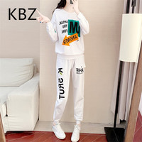 KBZ轻奢潮牌 运动休闲套装女春装2023新款洋气减龄白色卫衣两件套 白色两件套 S(105斤以内)
