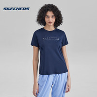 斯凯奇速干T恤丨Skechers2023女子夏季透气运动时尚健身衣短袖T恤 P223W056-02MZ 海军学院蓝 XL