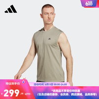 adidas阿迪达斯男装速干修身HIIT高强度间歇训练运动圆领健身背心 卵石银灰 A/M