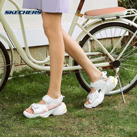 斯凯奇(Skechers)小奶熊丨Skechers女透气厚底机甲凉鞋运动沙滩鞋 896052-WTPK 白色/粉色 35