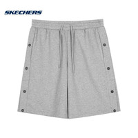 斯凯奇Skechers夏季男子休闲针织短裤透气运动裤舒适时尚 L223M092-004F 中花灰 M