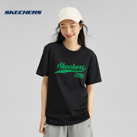 斯凯奇Skechers缤纷休闲系列情侣款凉感速干短袖潮宽松透气休闲短袖 L223U093-0018 碳黑 L
