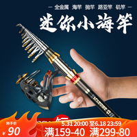 硬汉王迷你小海竿抛竿远投便携超硬短节鱼竿套装裸竿海杆路亚竿甩杆 1米+3000金属轮+