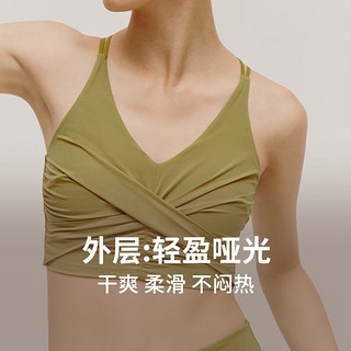 NEIWAI ACTIVE春夏新款女士交叉褶皱美背Bra-Top轻盈哑光舒弹轻运动文胸 午夜蓝 L