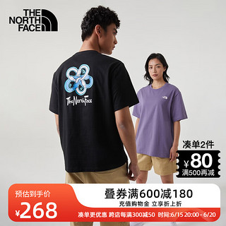 北面（The North Face）短袖T恤男女情侣款户外舒适透气23上新88BM JK3/黑色 L/175