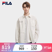 斐乐(FILA)男子长袖衬衫2023夏新款经典梭织工装衬衫 雅灰-GY 185/104A/XXL