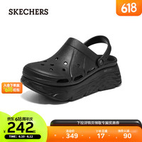 Skechers洞洞鞋女外穿休闲时尚百搭易穿透气增高疏水夏季鞋111127 黑色/BBK 35