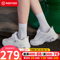 斯凯奇(Skechers)女鞋2023夏季运动鞋时尚小白鞋休闲鞋复古老爹鞋厚底增高熊猫鞋 11959-WHT/纯白蕾丝 35
